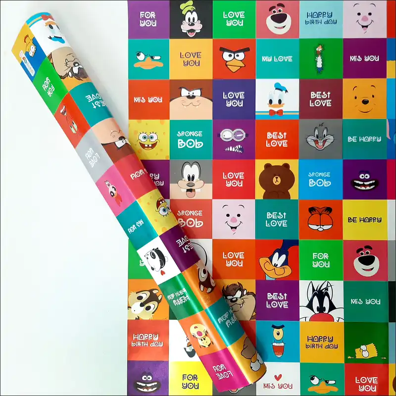 کاغذ کادو طرح کارتون بسته 5 عددی