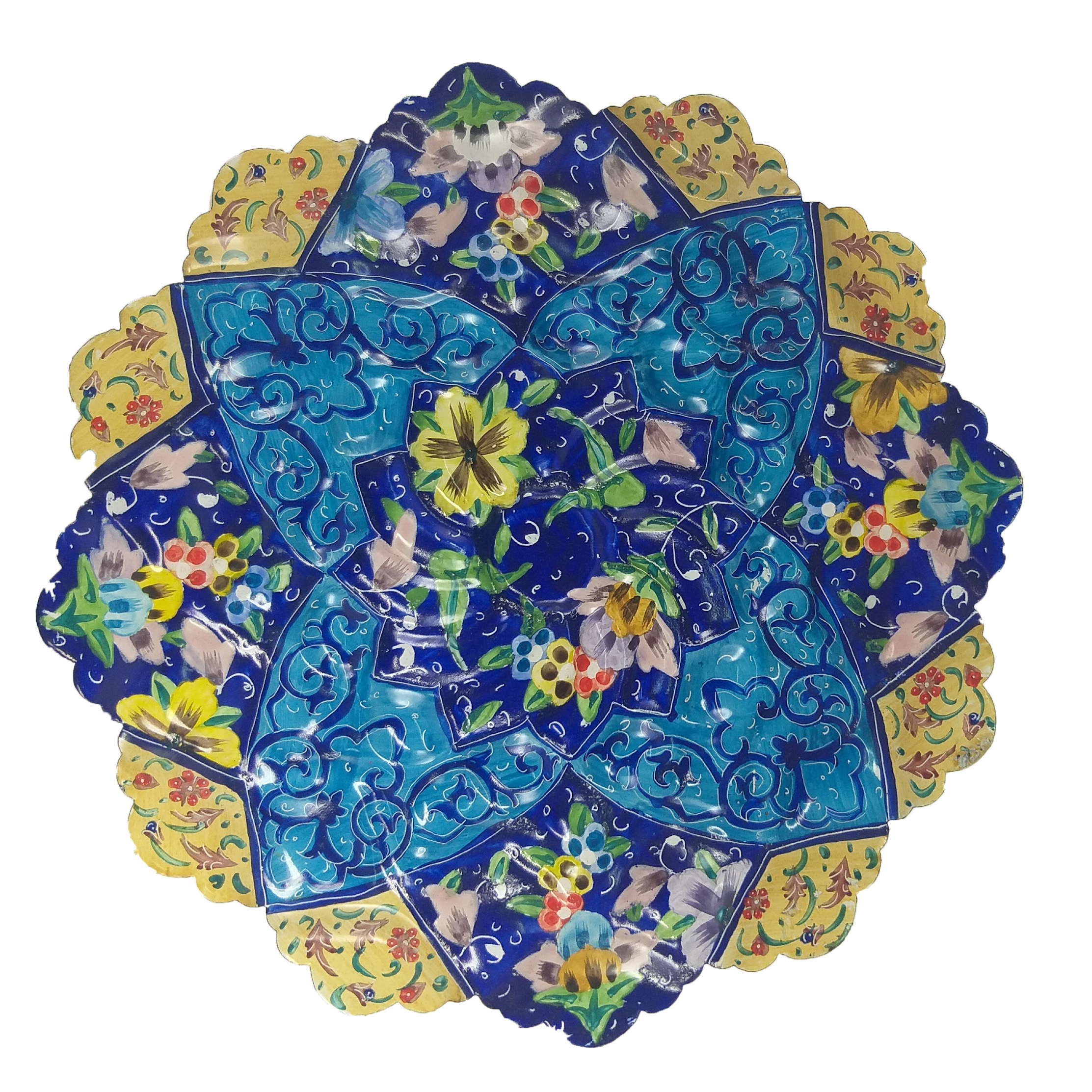 بشقاب میناکاری طرح گل چهارپر مدل u116