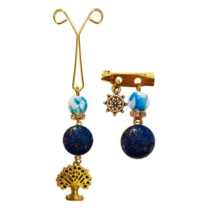 ست سنجاق سینه و گیره روسری طرح درخت زندگی کد PM431