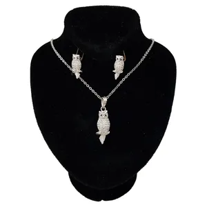 نیم ست نقره زنانه ترمه 1 طرح جغد کد NY-1003