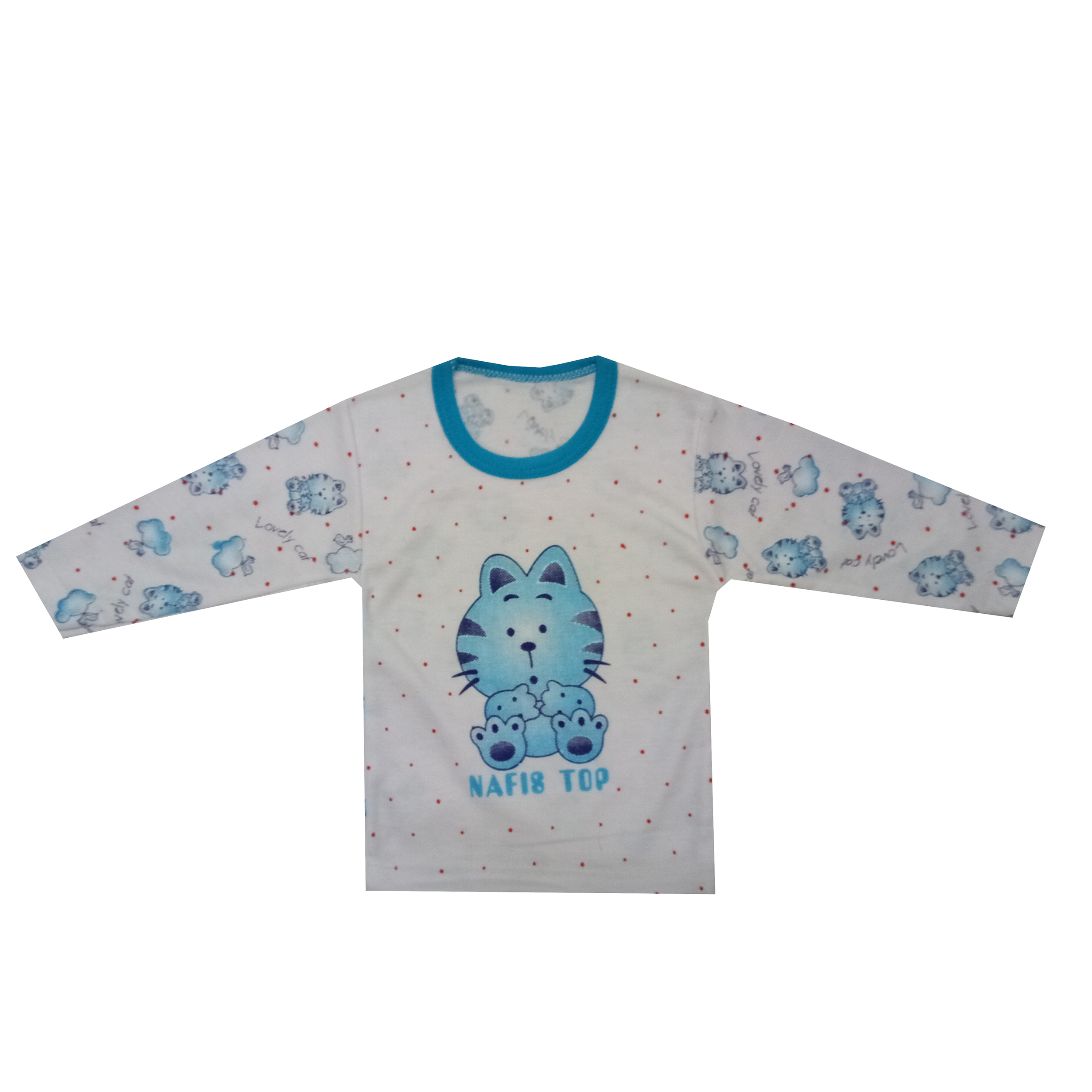 تی شرت نوزاد طرح گربه رنگ آبی