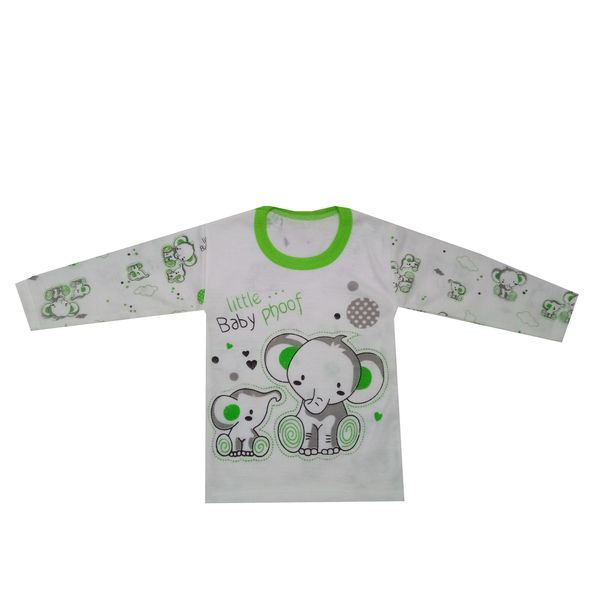 تی شرت نوزاد طرح فیل رنگ سبز