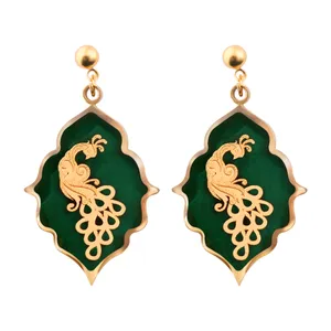گوشواره طلا 24 عیار زنانه الون طرح طاووس