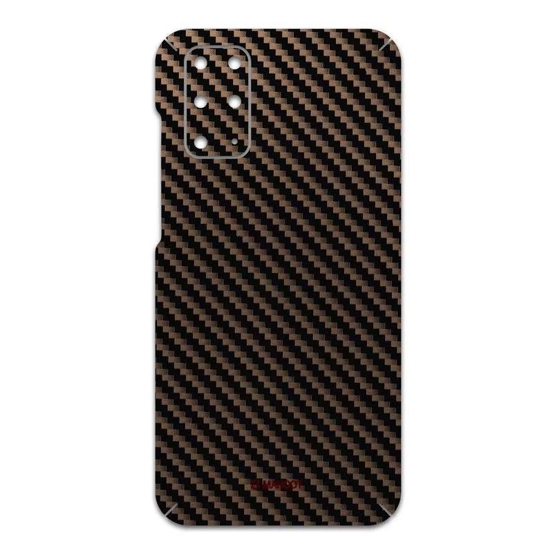 برچسب پوششی ماهوت مدل Glossy-Brown-Fiber مناسب برای گوشی موبایل سامسونگ Galaxy S20 Plus
