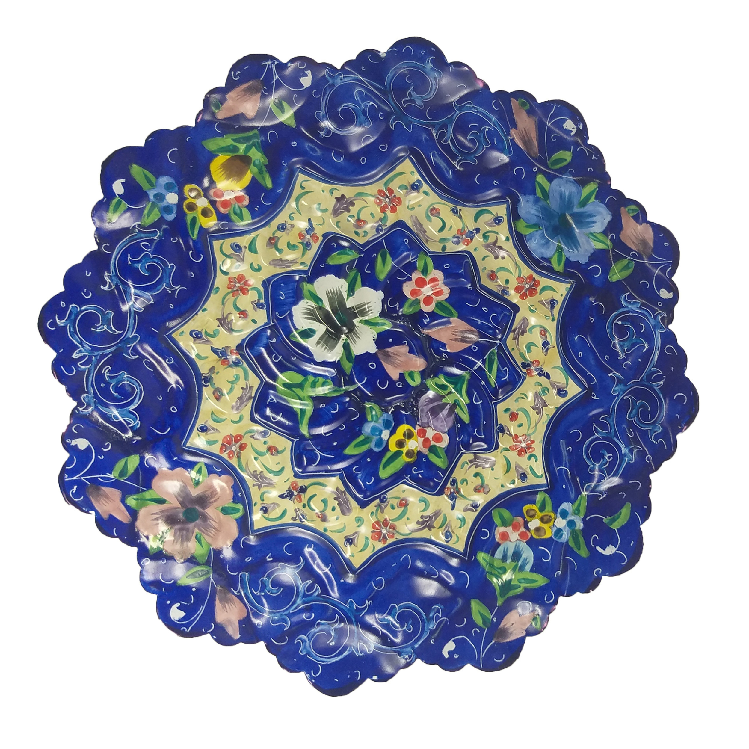 بشقاب میناکاری طرح گل رخ مدل u113