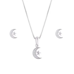 نیم ست نقره زنانه طرح ماه و ستاره کد M1209