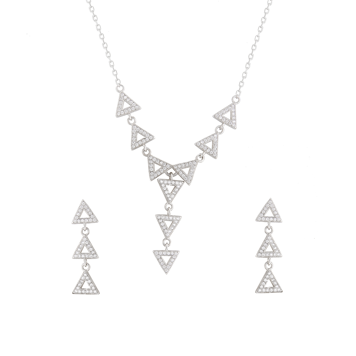 نیم ست نقره زنانه طرح مثلث کد M1136