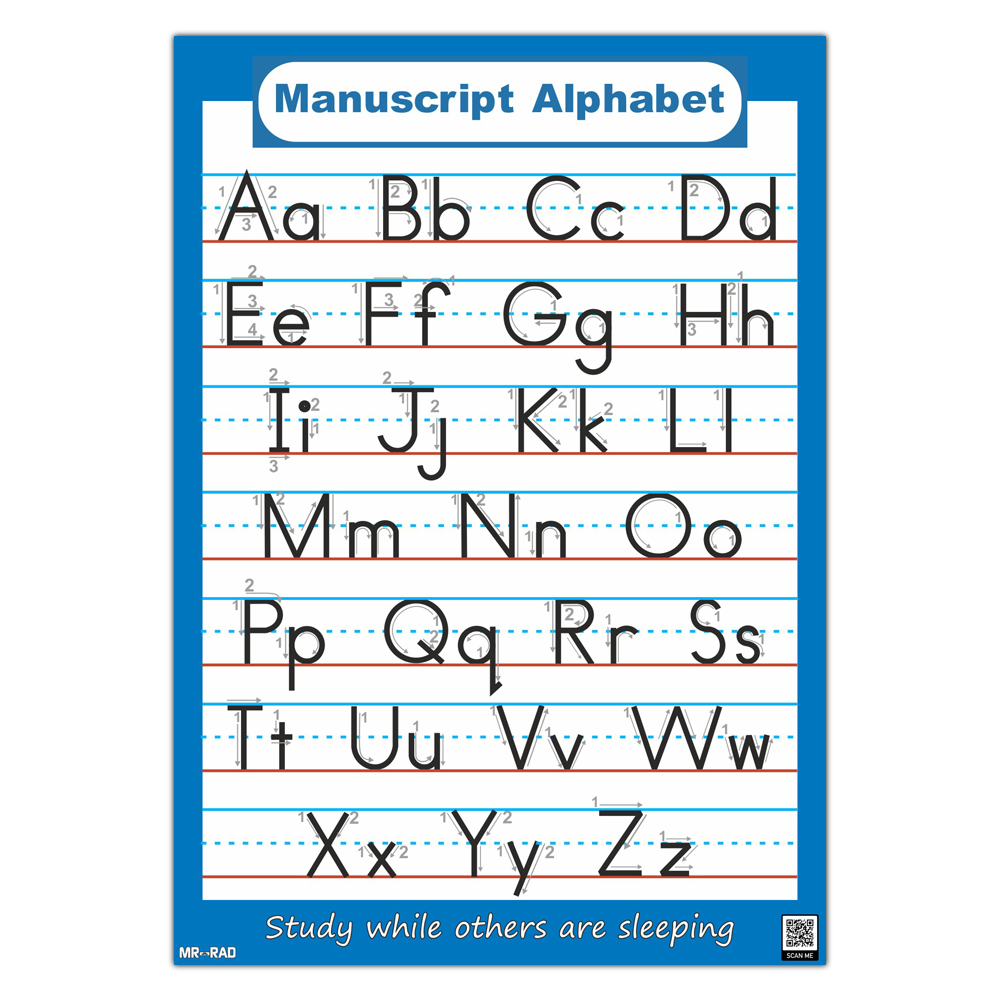 پوستر آموزشی مستر راد طرح آموزش نوشتن الفبای انگلیسی مدل manucript alphabet 83423-12