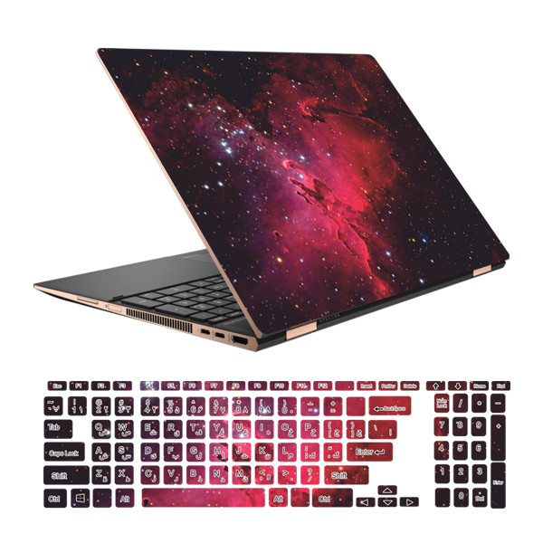 استیکر لپ تاپ طرح Space کد 15 مناسب برای لپ تاپ 15.6 اینچ به همراه بر چسب حروف فارسی کیبورد