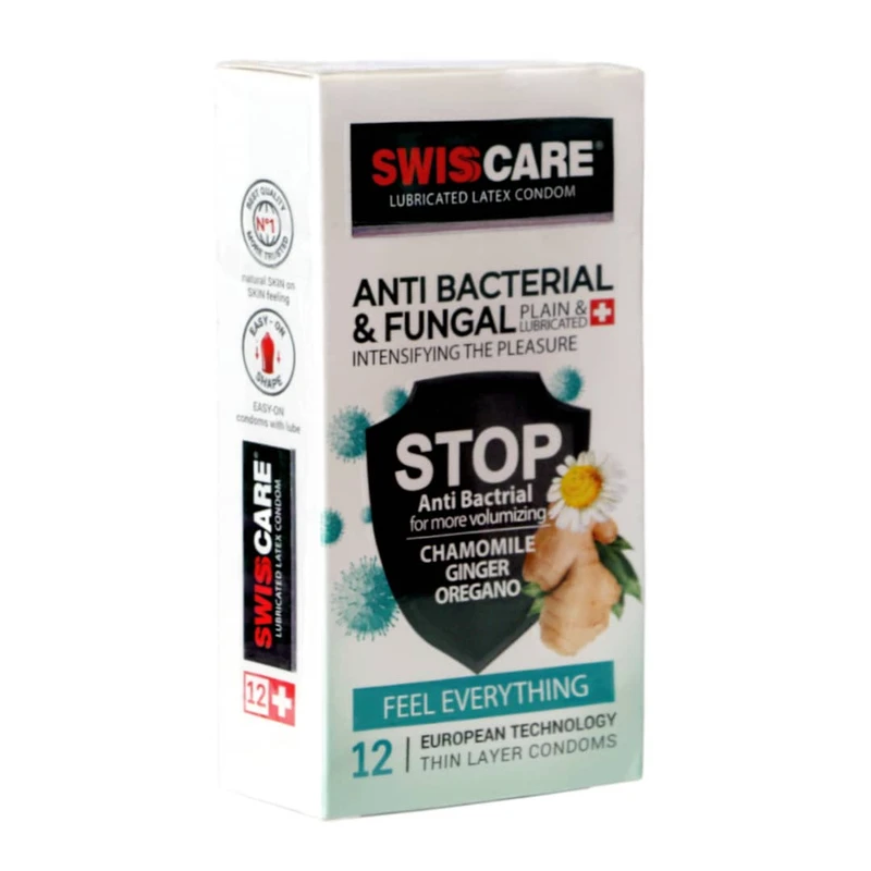 کاندوم سویس کر مدل ANTIBACTERIAL and FUNGAL بسته 12 عددی