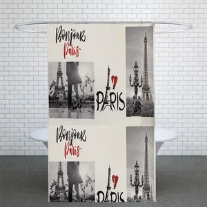 پرده حمام طرح Paris سایز 180x180 سانتی متر