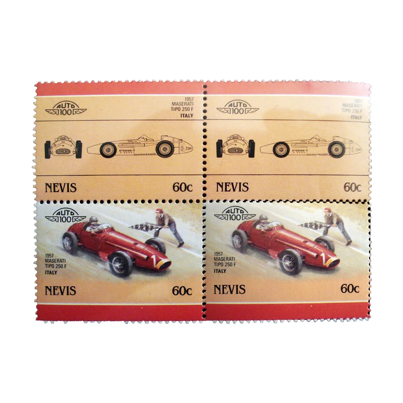 تمبر یادگاری طرح اتوموبیل مدلل MASERATI کد TAM-15 مجموعه 4 عددی