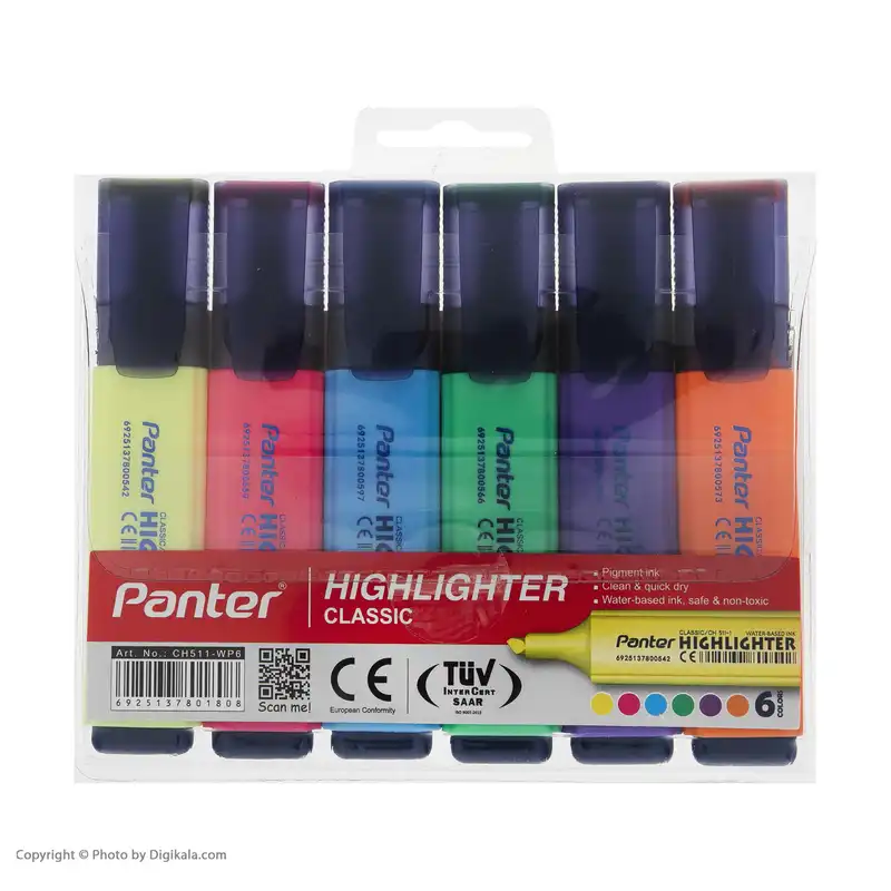 ماژیک علامت گذار 6 رنگ پنتر مدل CH511WP6