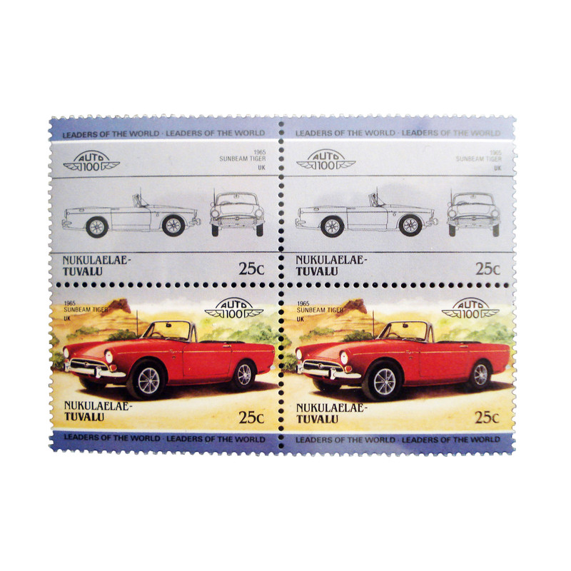 تمبر یادگاری طرح اتومبیل مدل SUNBEAM TIGER کد TAM-18 مجموعه 4 عددی