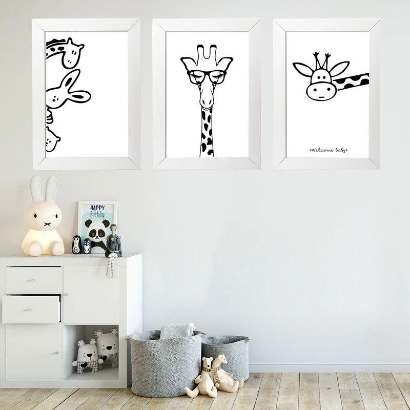 تابلو کودک طرح زرافه ها مدل shaw1034 مجموعه سه عددی