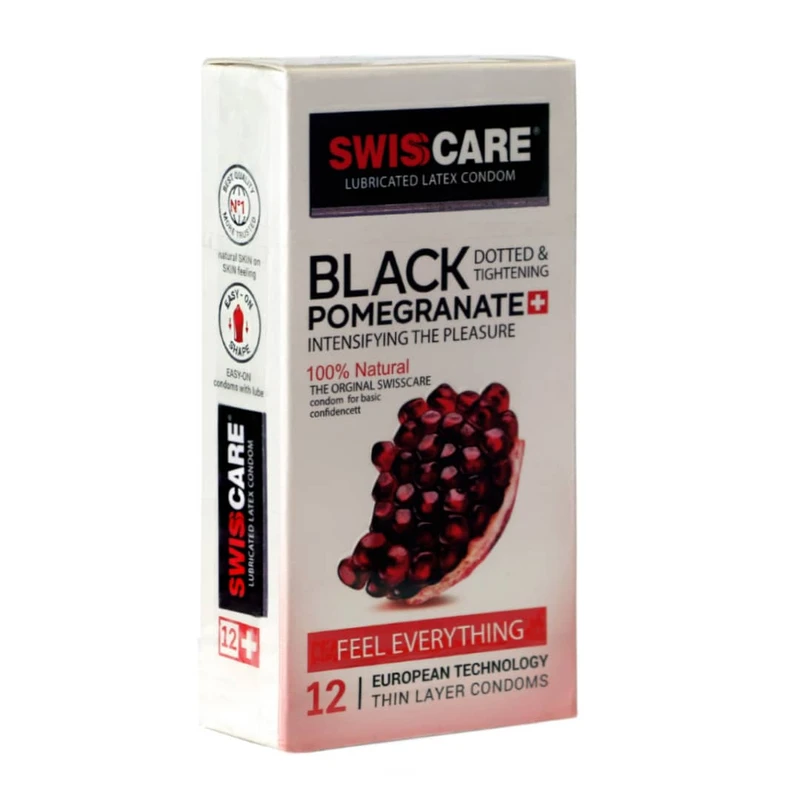 کاندوم سویس کر مدل BLACK POMEGRANATE بسته 12 عددی