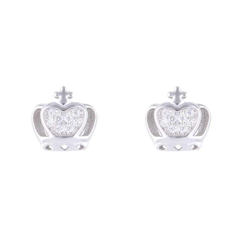 گوشواره نقره زنانه طرح تاج کد E1195