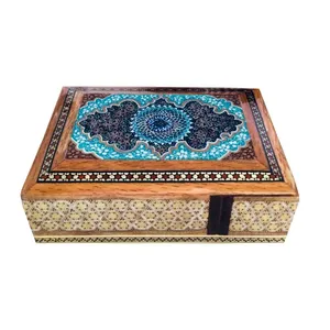 جعبه جواهرات خاتم كاري طرح تذهيب كد B224