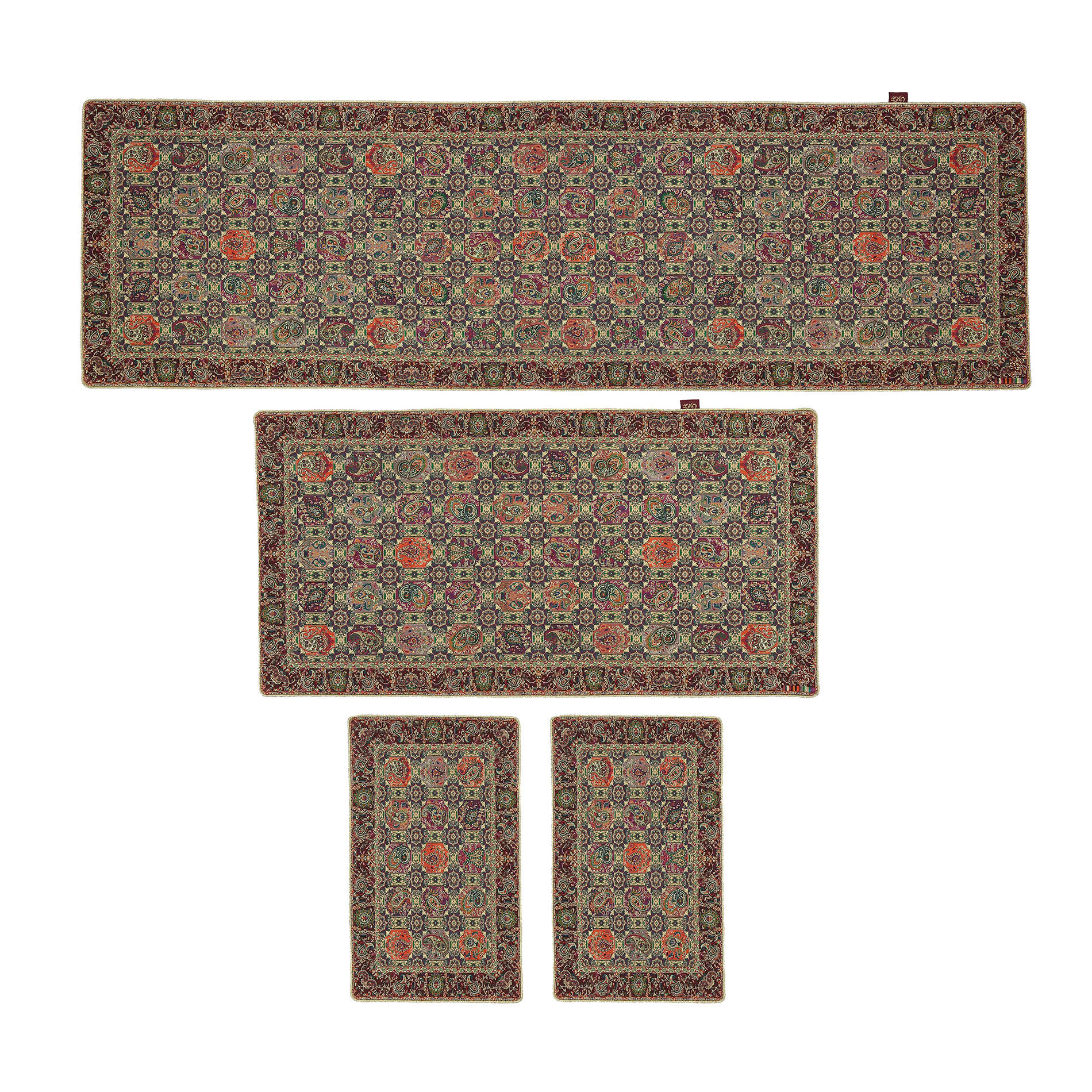 ست 4 تکه رومیزی ترمه دستجردی مدل خشتی کد 16CLR4.4 