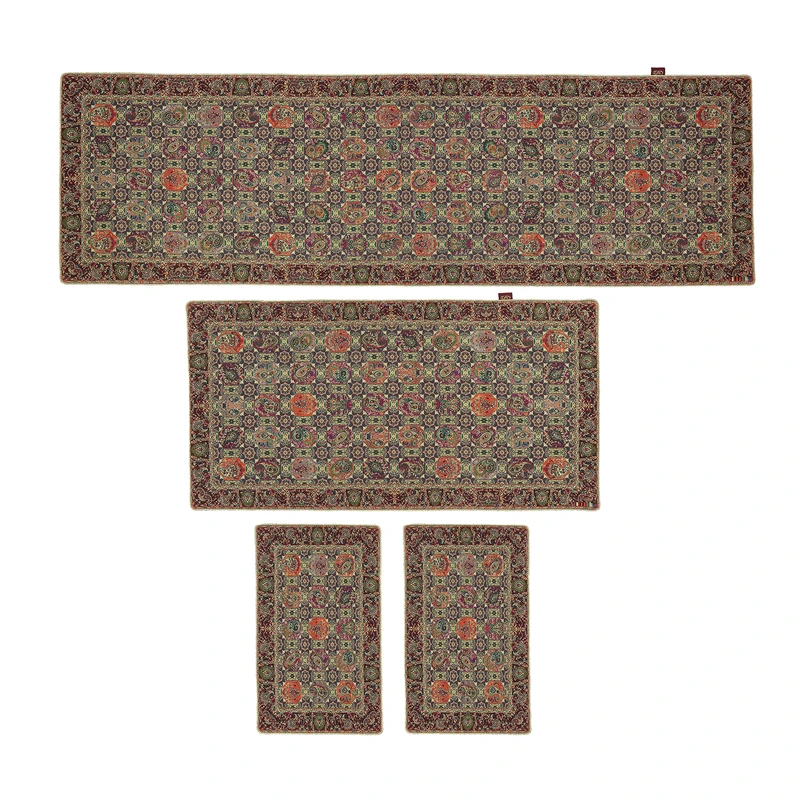 ست 4 تکه رومیزی ترمه دستجردی مدل خشتی کد 16CLR4.4