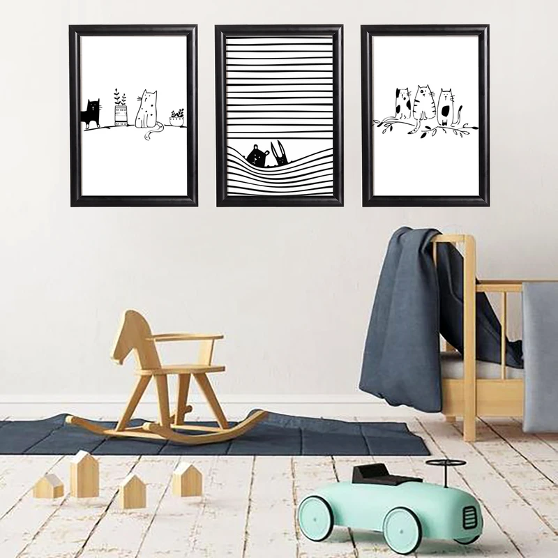 تابلو کودک طرح گربه مدل SHAB1044 مجموعه سه عددی