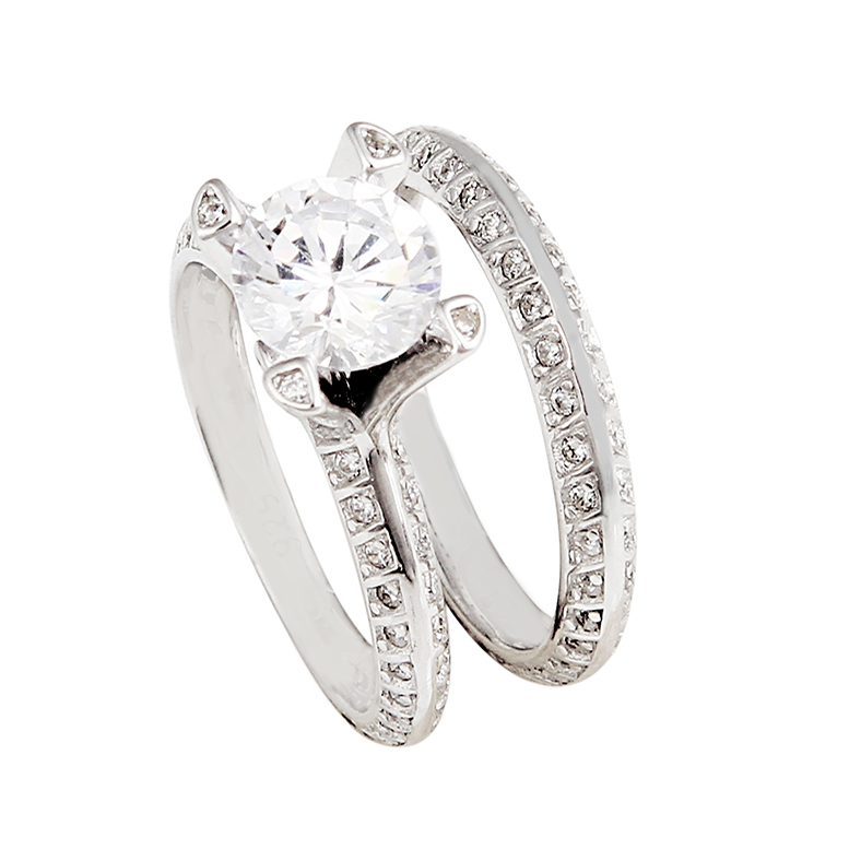 انگشتر نقره زنانه کد R1125 مجموعه 2 عددی