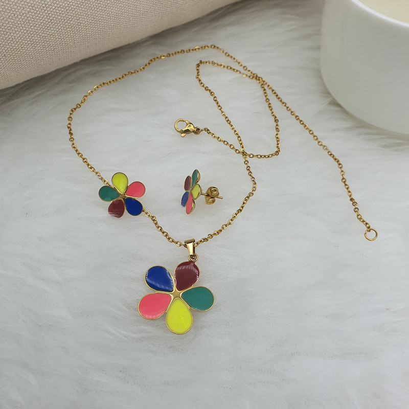 نیم ست دخترانه طرح گل کد NS1203