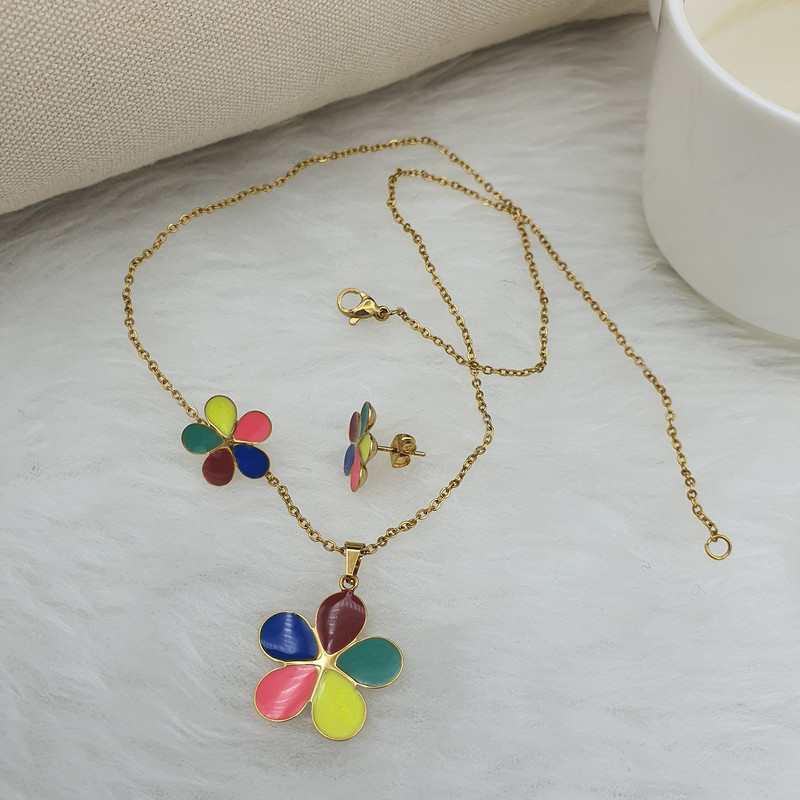 نیم ست دخترانه طرح گل کد NS1203