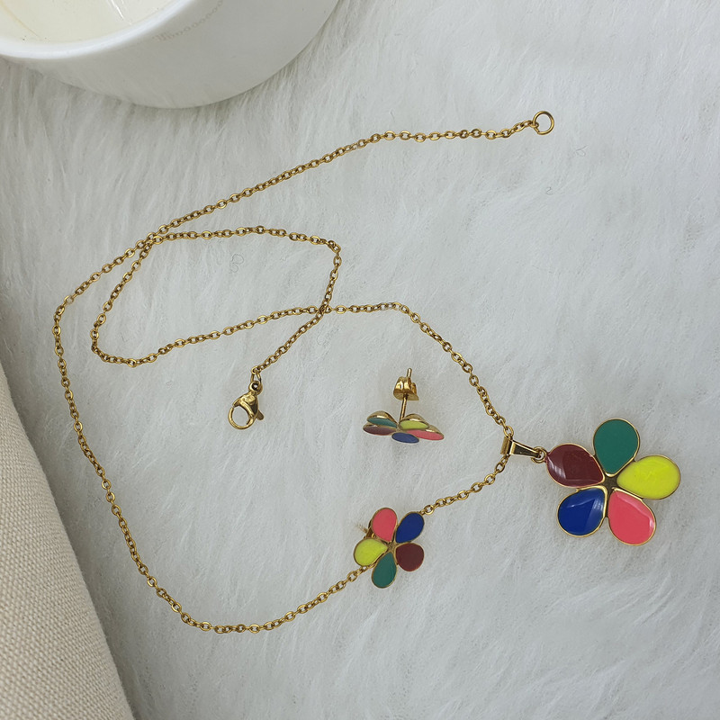 نیم ست دخترانه طرح گل کد NS1203