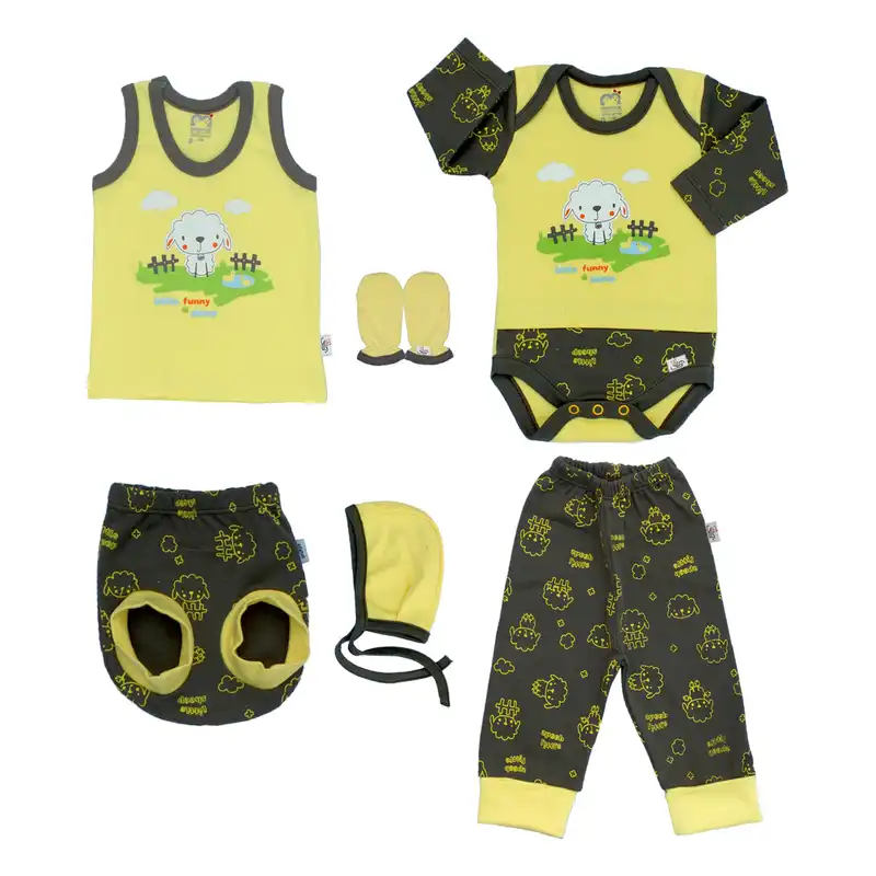 ست 6 تکه لباس نوزادی آدمک طرح sheep کد 03