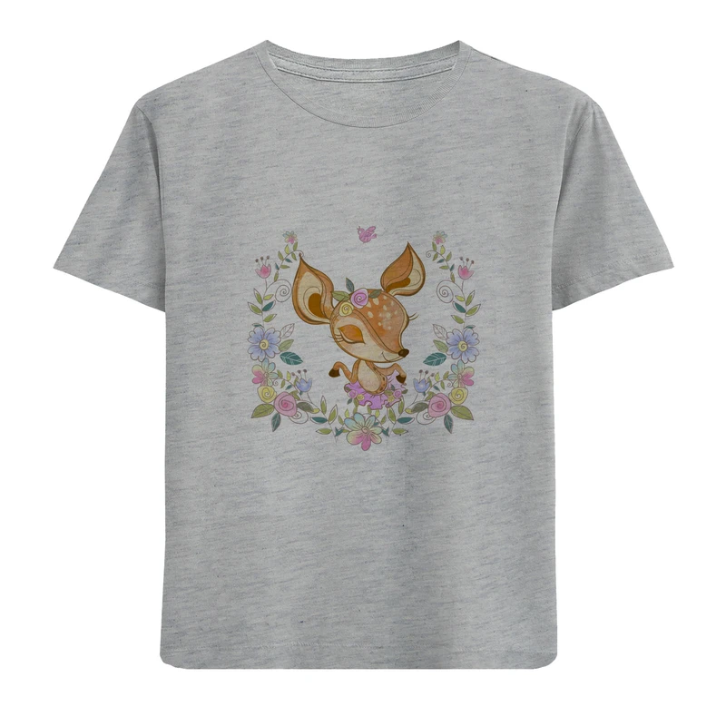 تی شرت آستین کوتاه دخترانه طرح آهو کد F70