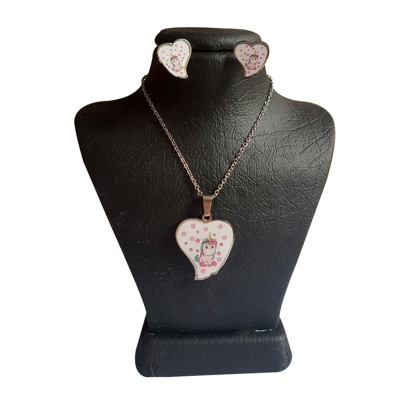 نیم ست دخترانه طرح اسب تک شاخ کد J7458-n