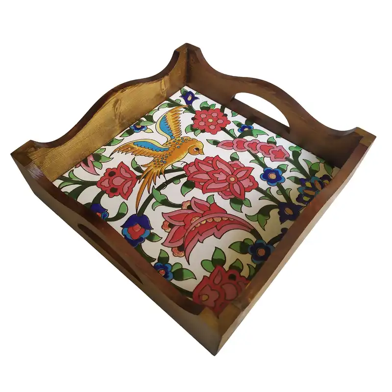 سینی کاشی کاری چوبی کد 20203451gh