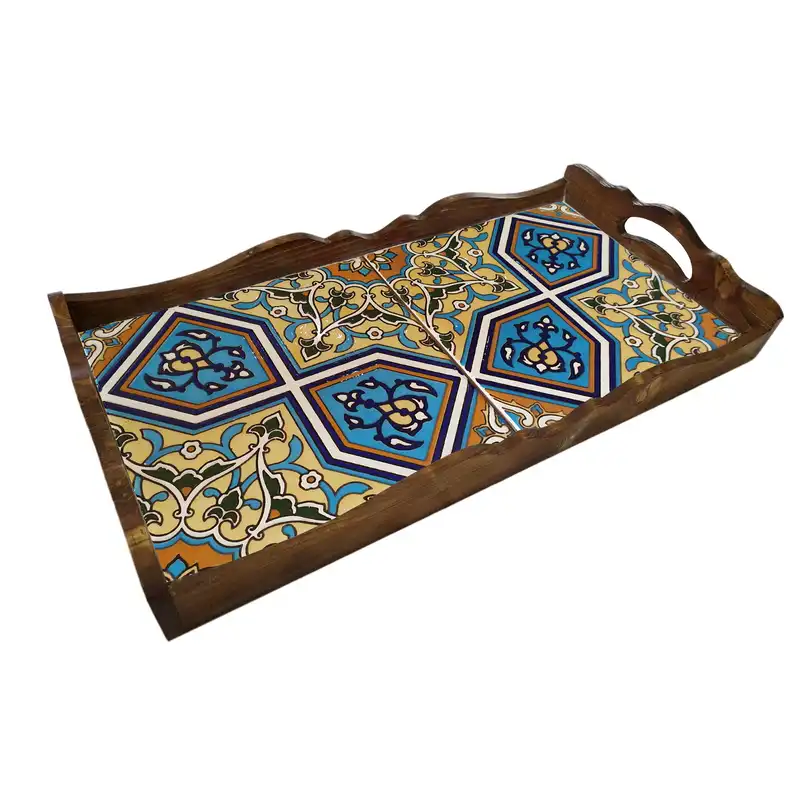 سینی کاشی کاری چوبی کد 2040214gh-k