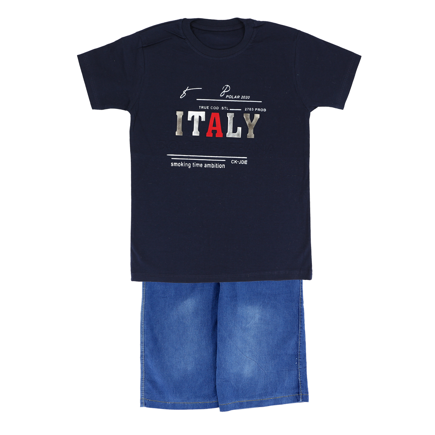  ست تی شرت و شلوارک پسرانه طرح italy کد 01-125