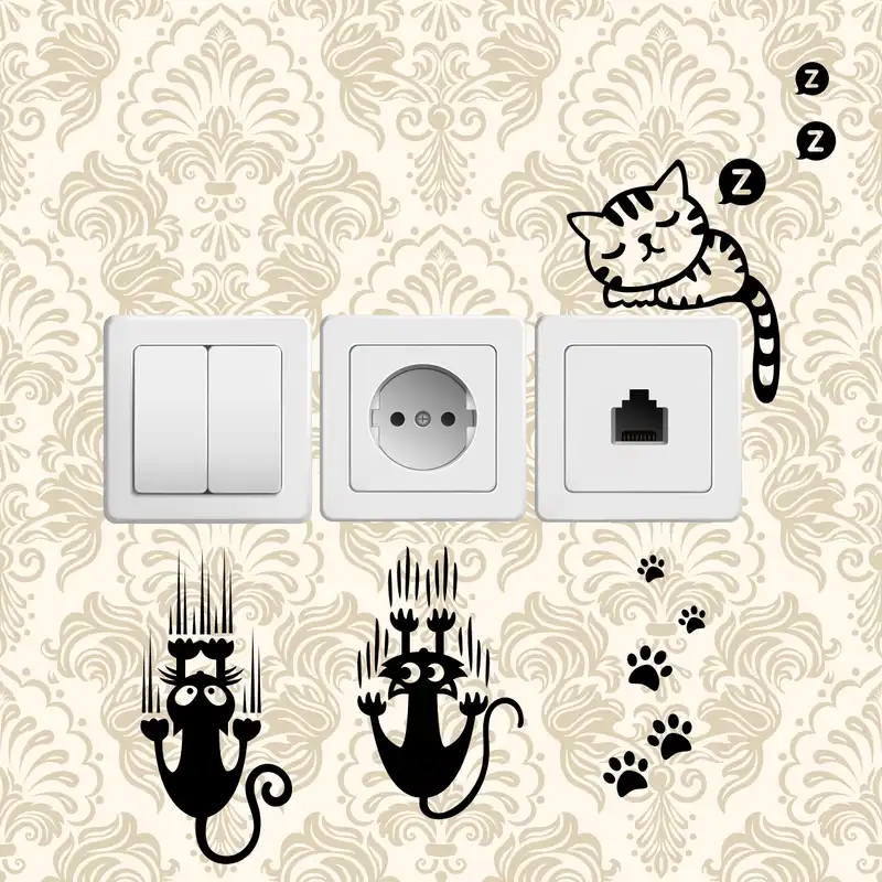 استیکر کلید پریز ویان طرح CATS مجموعه 4 عددی