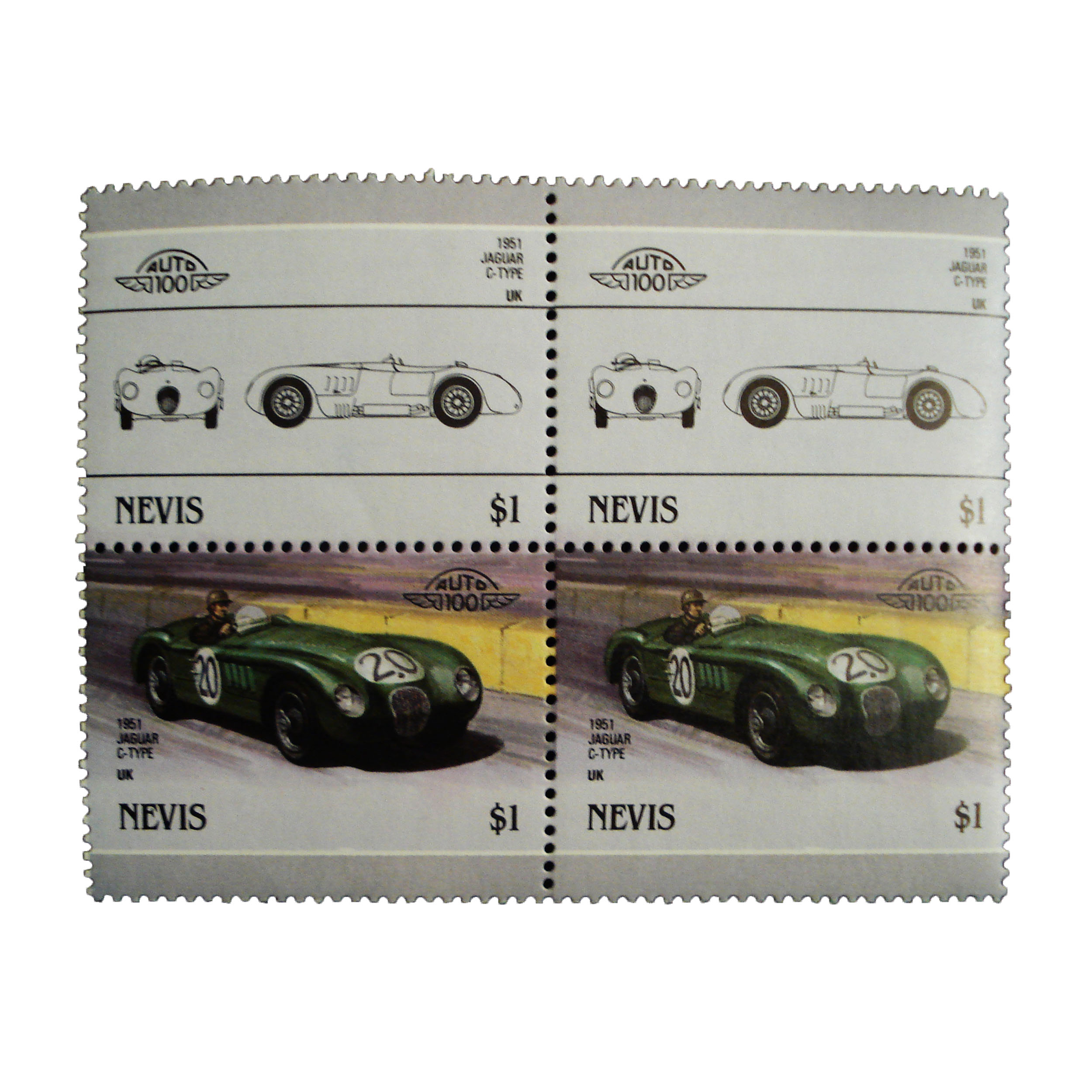  تمبر یادگاری طرح اتومبیل مدل JAGUAR کد TAM-102 مجموعه 4 عددی