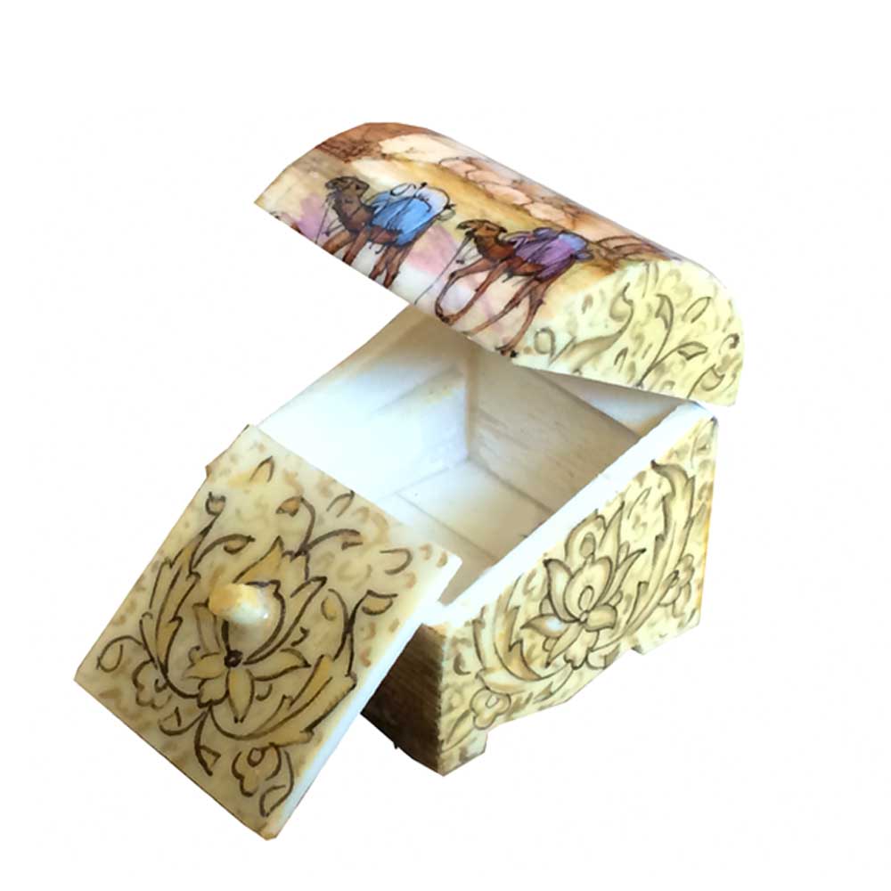 جعبه جواهرات استخوانی طرح کاروان کد B 225