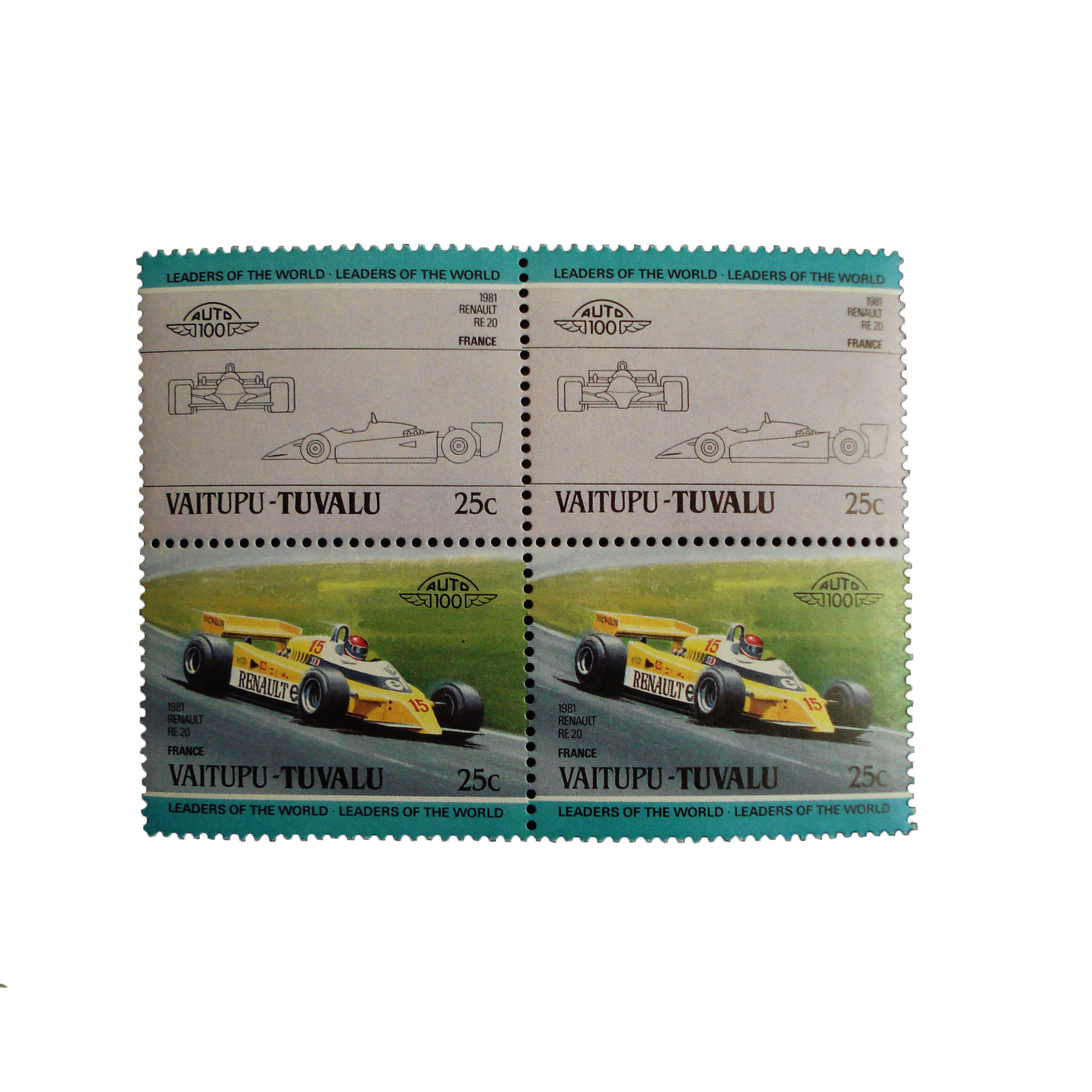 تمبر یادگاری طرح اتومبیل مدل Renault کد TAM-t5 مجموعه 4 عددی 