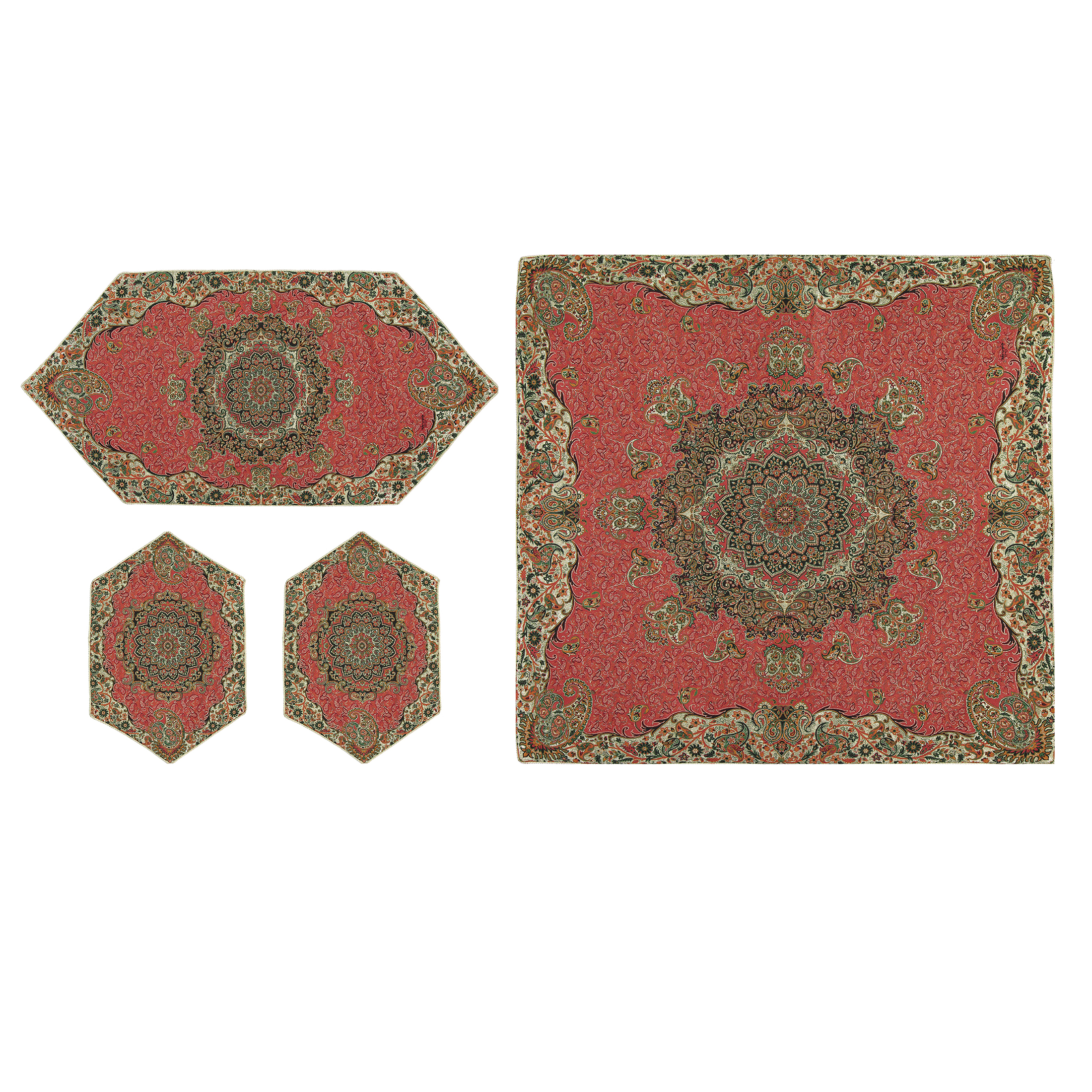 ست 4 تکه رومیزی ترمه جنوب یزد مدل ماهان کد RD4.4
