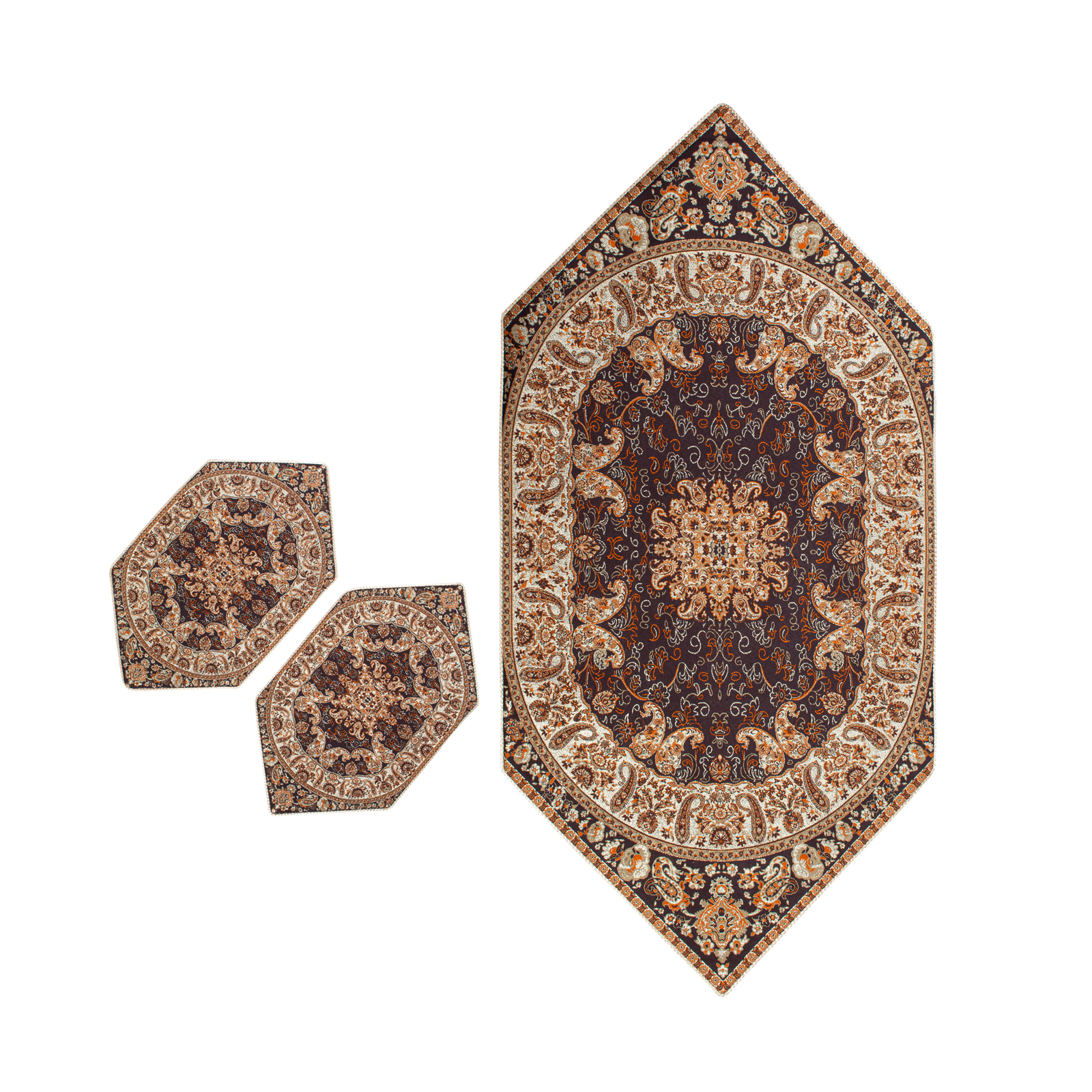 ست رومیزی 3 تکه ترمه مدل شاهسوند کد gh-1007