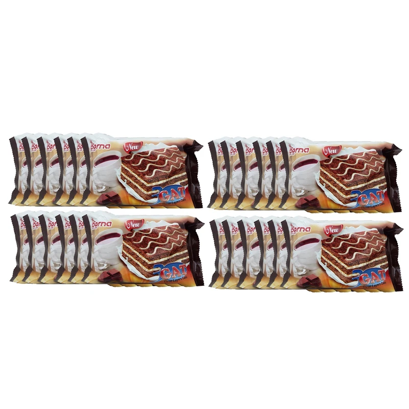 کیک سه لایه کاکائویی با کرم وانیل درنا - 80 گرم بسته 24 عددی