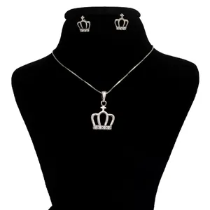 نیم ست نقره زنانه طرح تاج کد 322