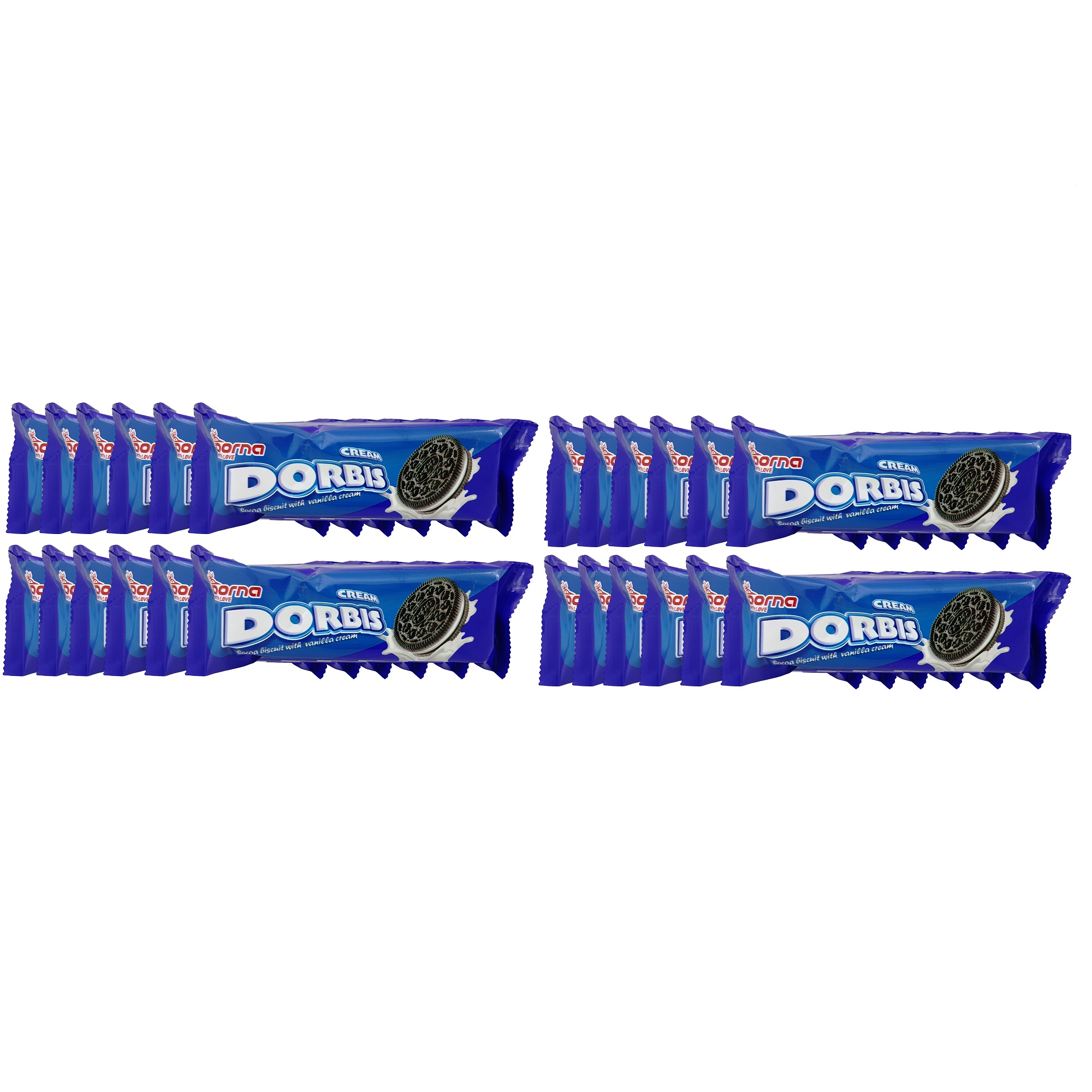 بیسکویت کاکائویی با کرم وانیلی درنا - 70 گرم بسته 24 عددی