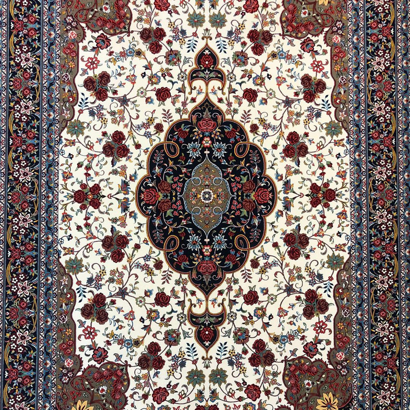 فرش ماشینی ستاره کویر یزد مدل شاهکارنوین کد n-83 زمینه کرم