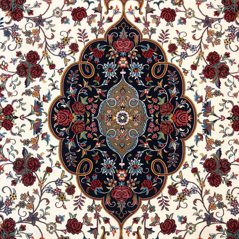 فرش ماشینی ستاره کویر یزد مدل شاهکارنوین کد n-83 زمینه کرم