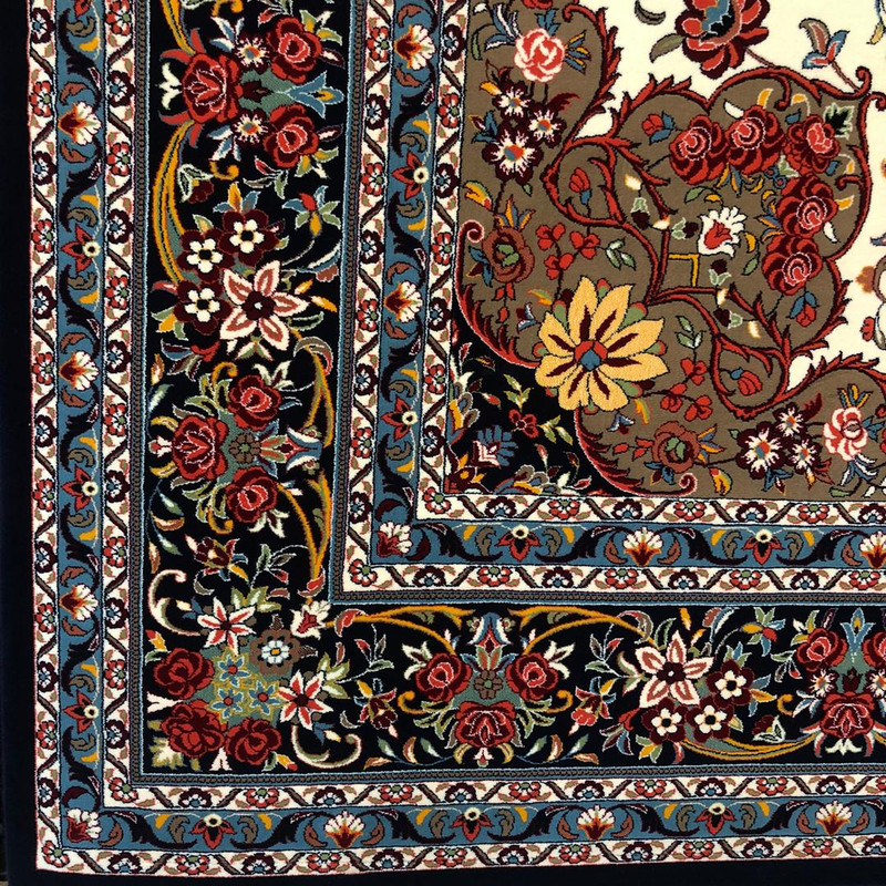 فرش ماشینی ستاره کویر یزد مدل شاهکارنوین کد n-83 زمینه کرم