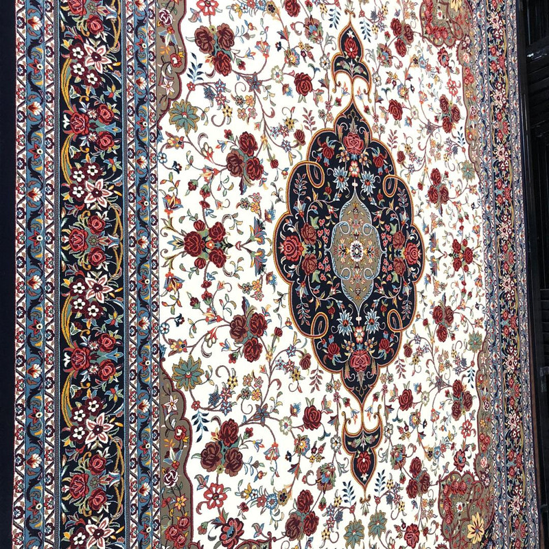 فرش ماشینی ستاره کویر یزد مدل شاهکارنوین کد n-83 زمینه کرم