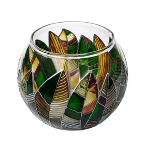 جاشمعی شیشه ای طرح برگ کد 04
