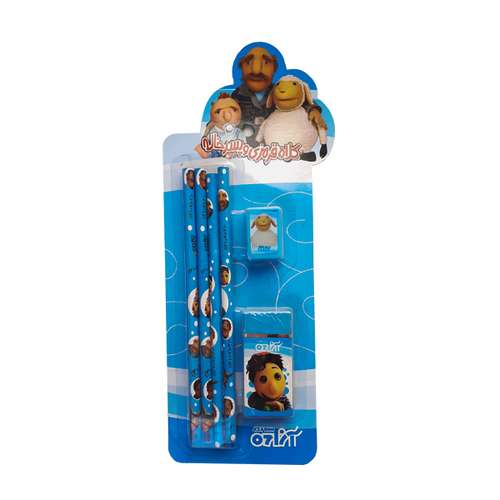 بسته لوازم تحریر آزاده طرح کلاه قرمزی و پسرخاله کد 02 بسته 6 عددی